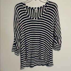 Anthropologie Splendid Blue and White Knit Sweater Size 0X (XXL)